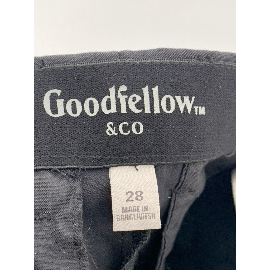 GOODFELLOW & CO Men's Black Linen 9" Flat Front Tech Casual Shorts SZ 28