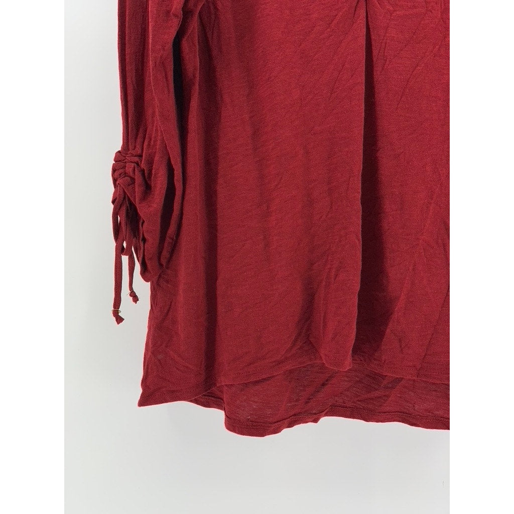 LUCKY BRAND Women's Burgundy Sequin V-Neck Sweater SZ L