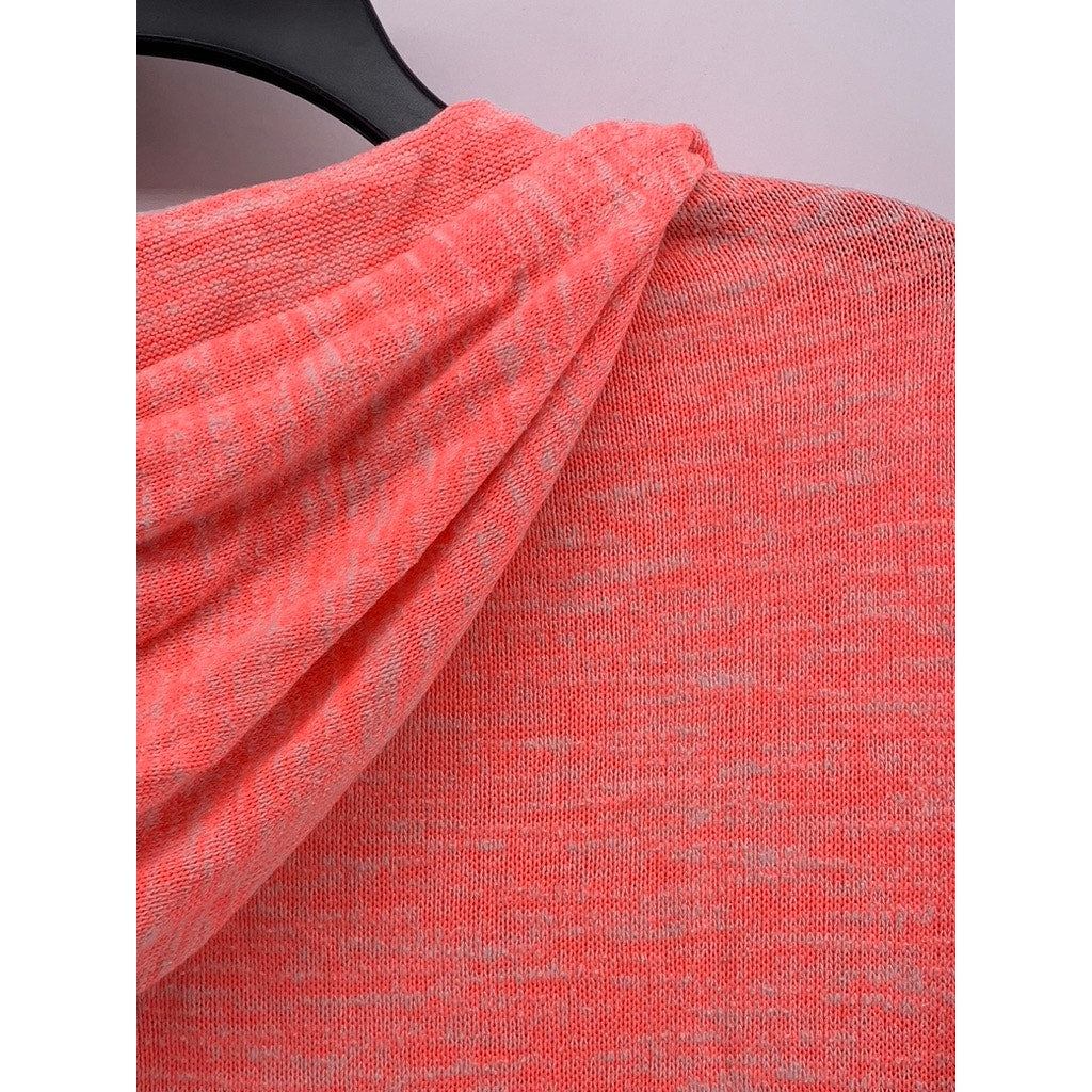 NO BOUNDARIES Juniors' Salmon V-Neck Hooded Long Sleeve Sweater Top SZ L(11-13)