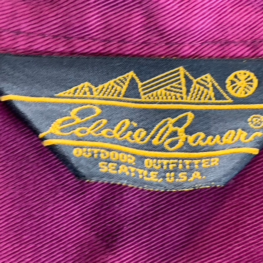 EDDIE BAUER Outdoor Outfitters Men's Wine Striped Vintage Long Sleeve Polo SZ XL