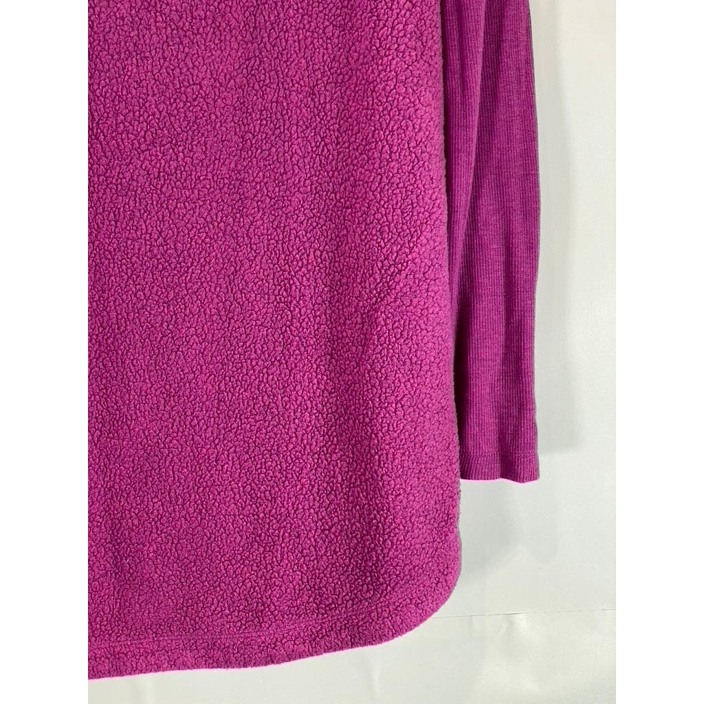 SOFT SURROUNDINGS Women's Fuchsia Adalyn Sherpa Fleece Half-Zip Sweatshirt SZ S