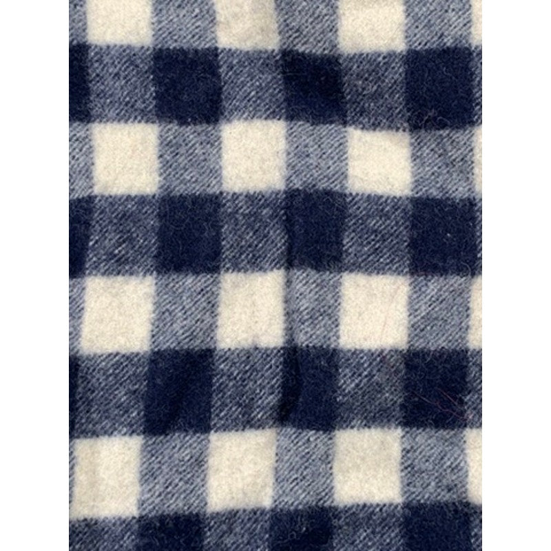 UNBRANDED Navy-Cream Checkered Soft Knit Fringe Scarf