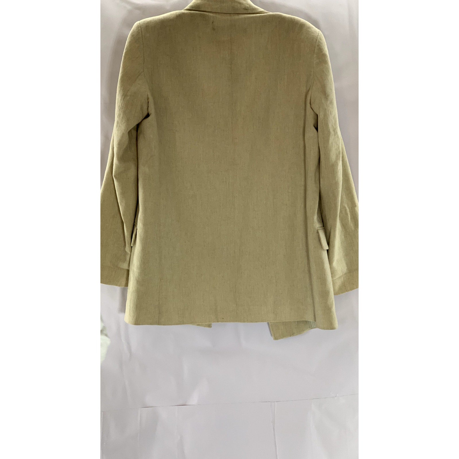 ZARA Women's Beige Textured Long Sleeve Open-Front Peak Lapel Blazer SZ M