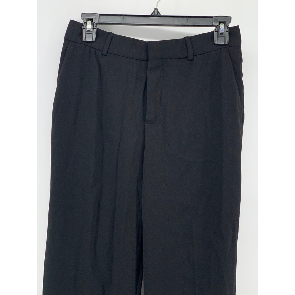 ZARA Women's Black Solid Straight-Leg High-Rise Flat Front Pants SZ S