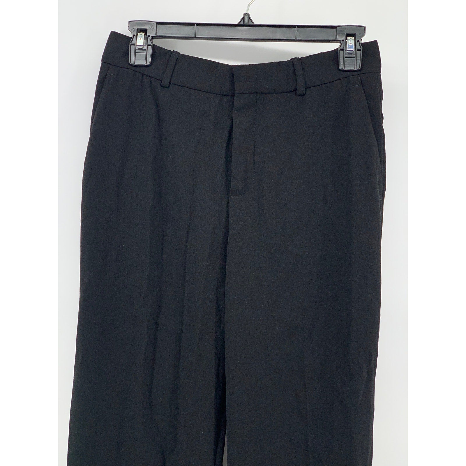 ZARA Women's Black Solid Straight-Leg High-Rise Flat Front Pants SZ S