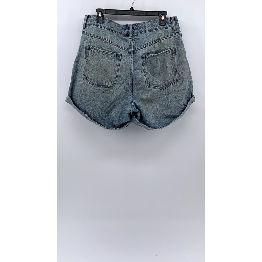 H&M Women's Light Blue Denim Cuffed Five Pocket Shorts SZ 12