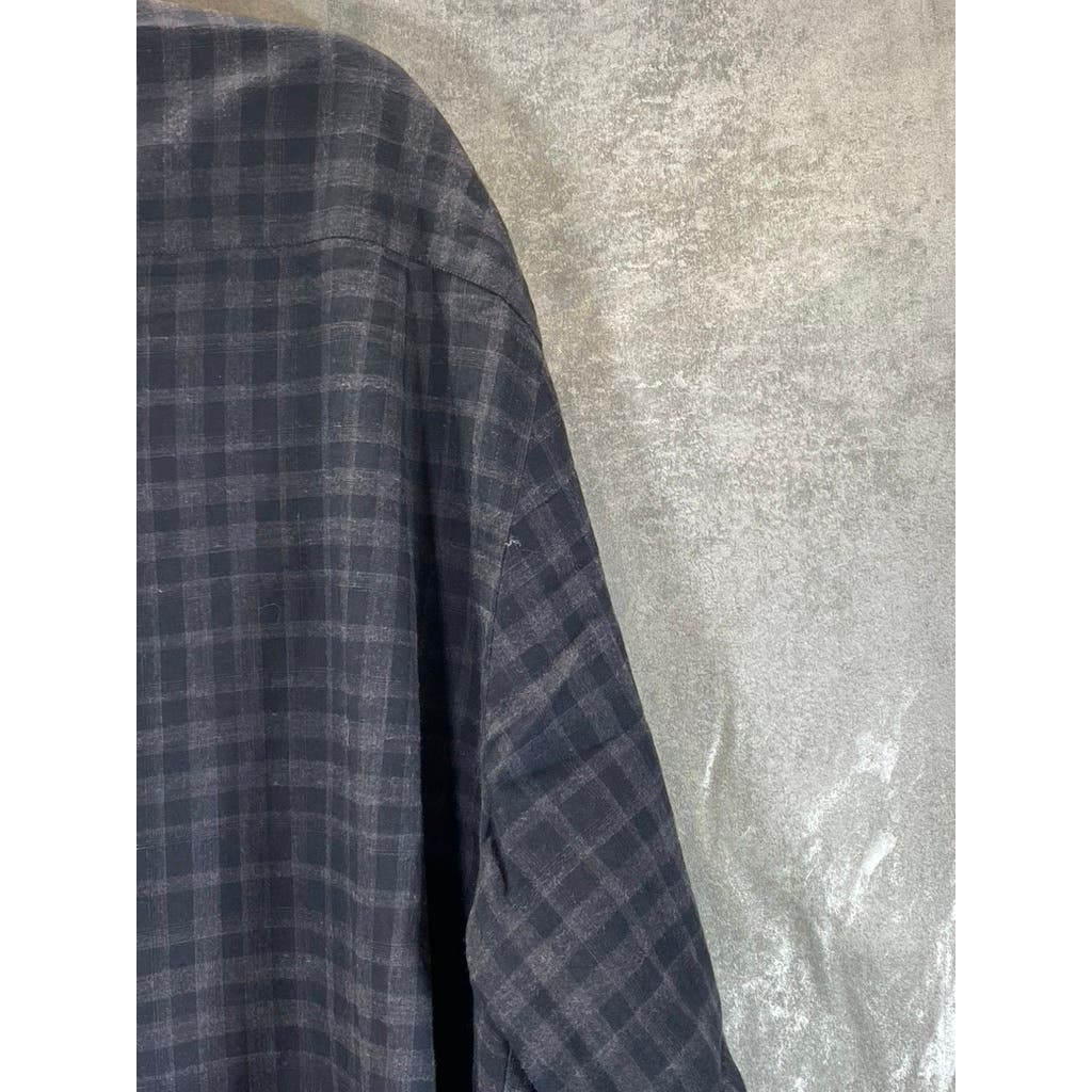 ERMENEGILDO ZEGNA Men's Dark Gray Plaid Classic-Fit Long Sleeve Shirt SZ XL