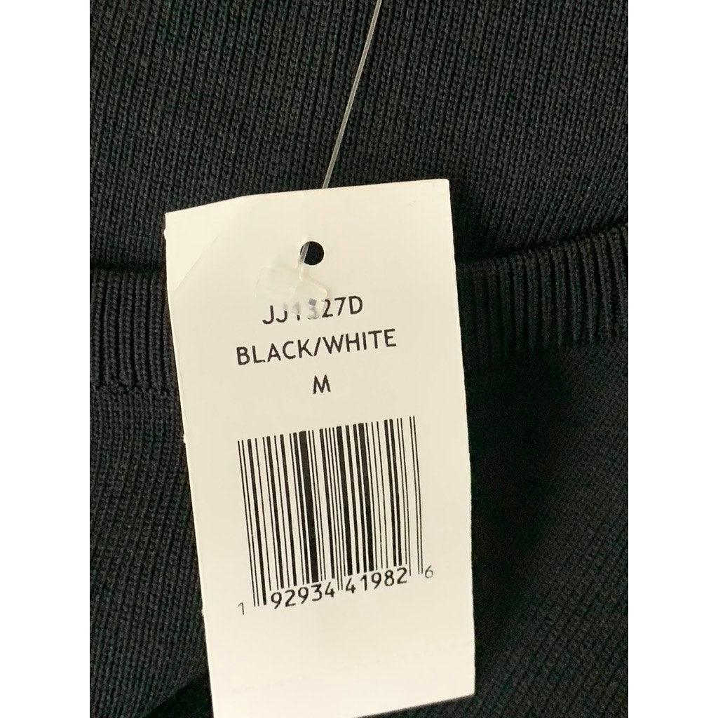 ENGLISH FACTORY Women's Black/White Short Puff Sleeve Poplin Mini Dress SZ M