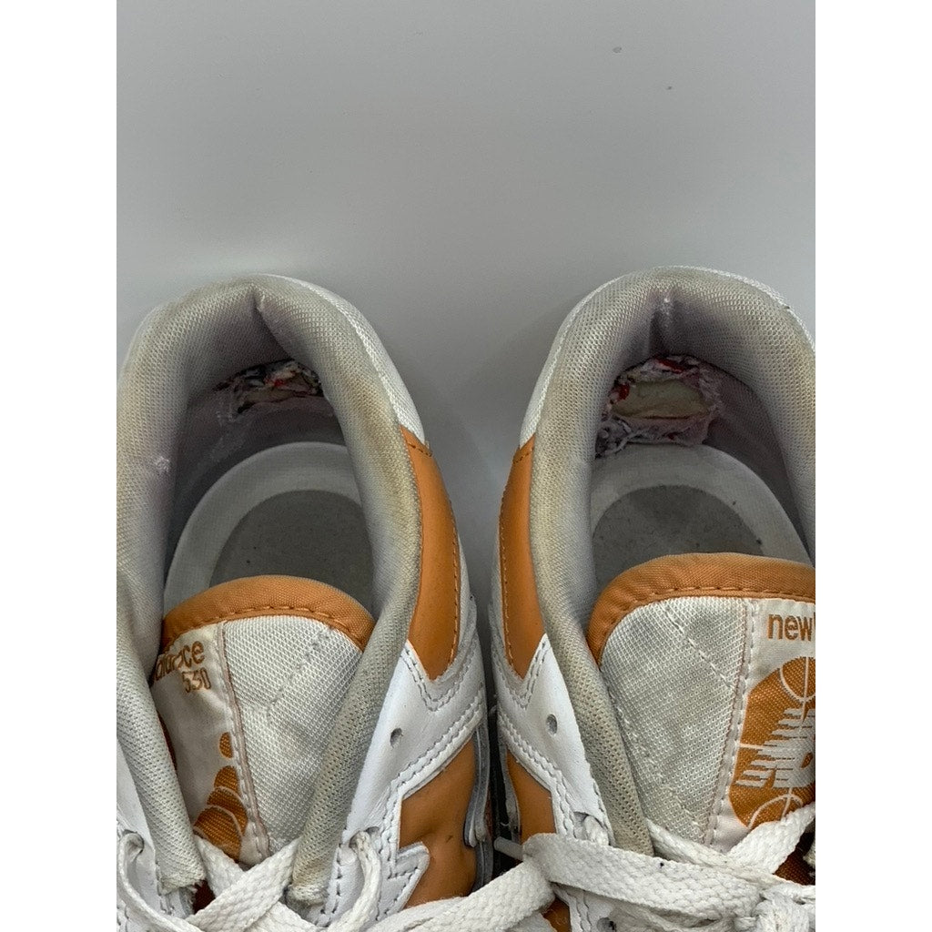 NEW BALANCE Men's White-Orange 550 Sneakers SZ 10