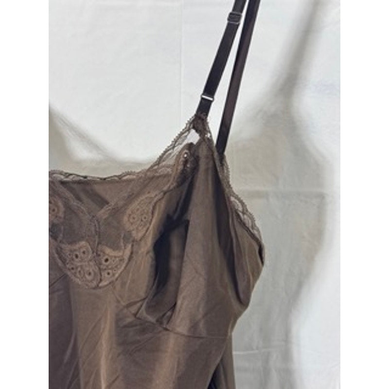 VANITY FAIR Women's Brown Lace-Trim Adjustable Strap Nightgown SZ 34 S