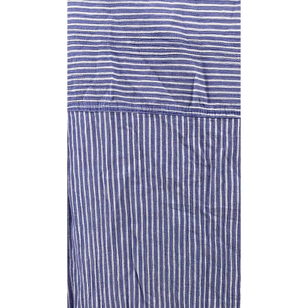 H&M Women's Blue Micro Stripe Oversized Button-Up Long Sleeve Tunic Top SZ XS