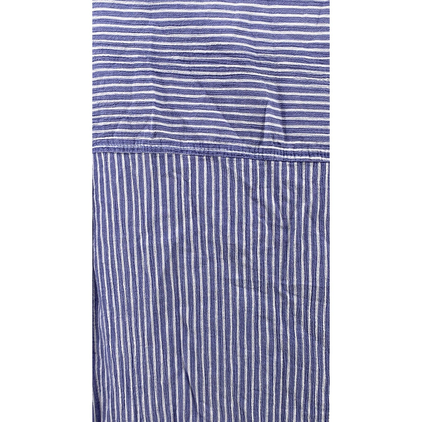 H&M Women's Blue Micro Stripe Oversized Button-Up Long Sleeve Tunic Top SZ XS