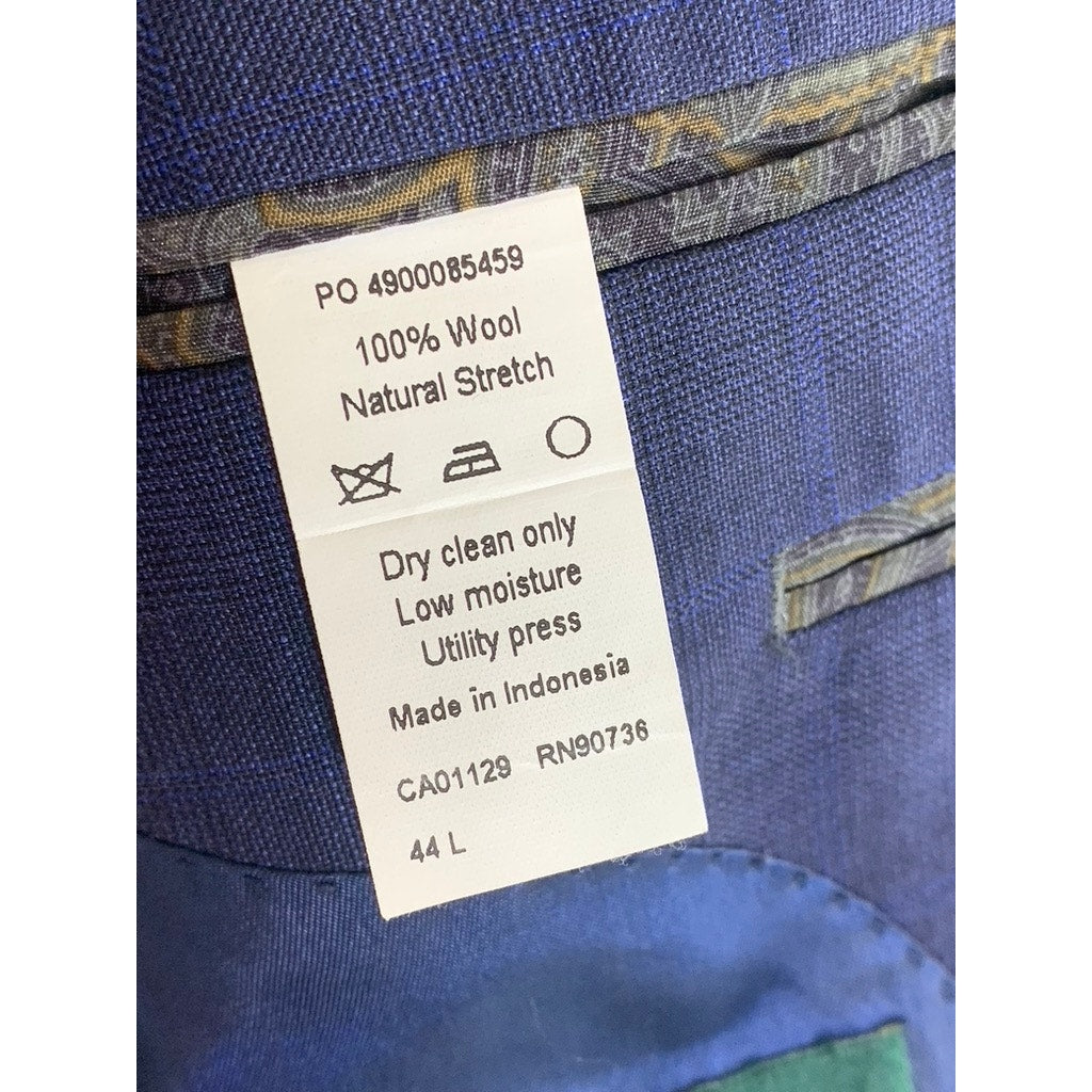 LAUREN RALPH LAUREN Men's Navy Wool Natural Stretch Two-Button Long Balzer SZ44L