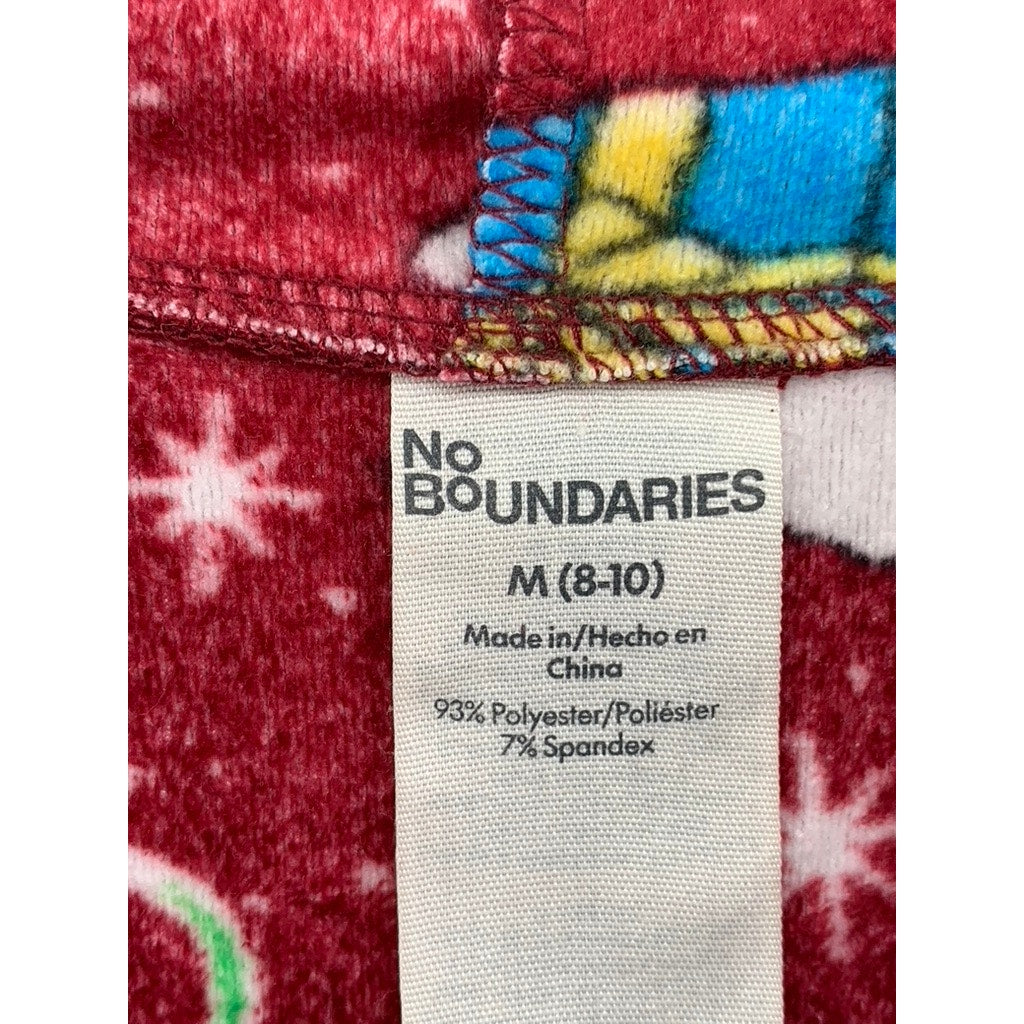 NO BOUNDARIES Women's Red Christmas Cat Fleece Hoodie Sweater SZ M