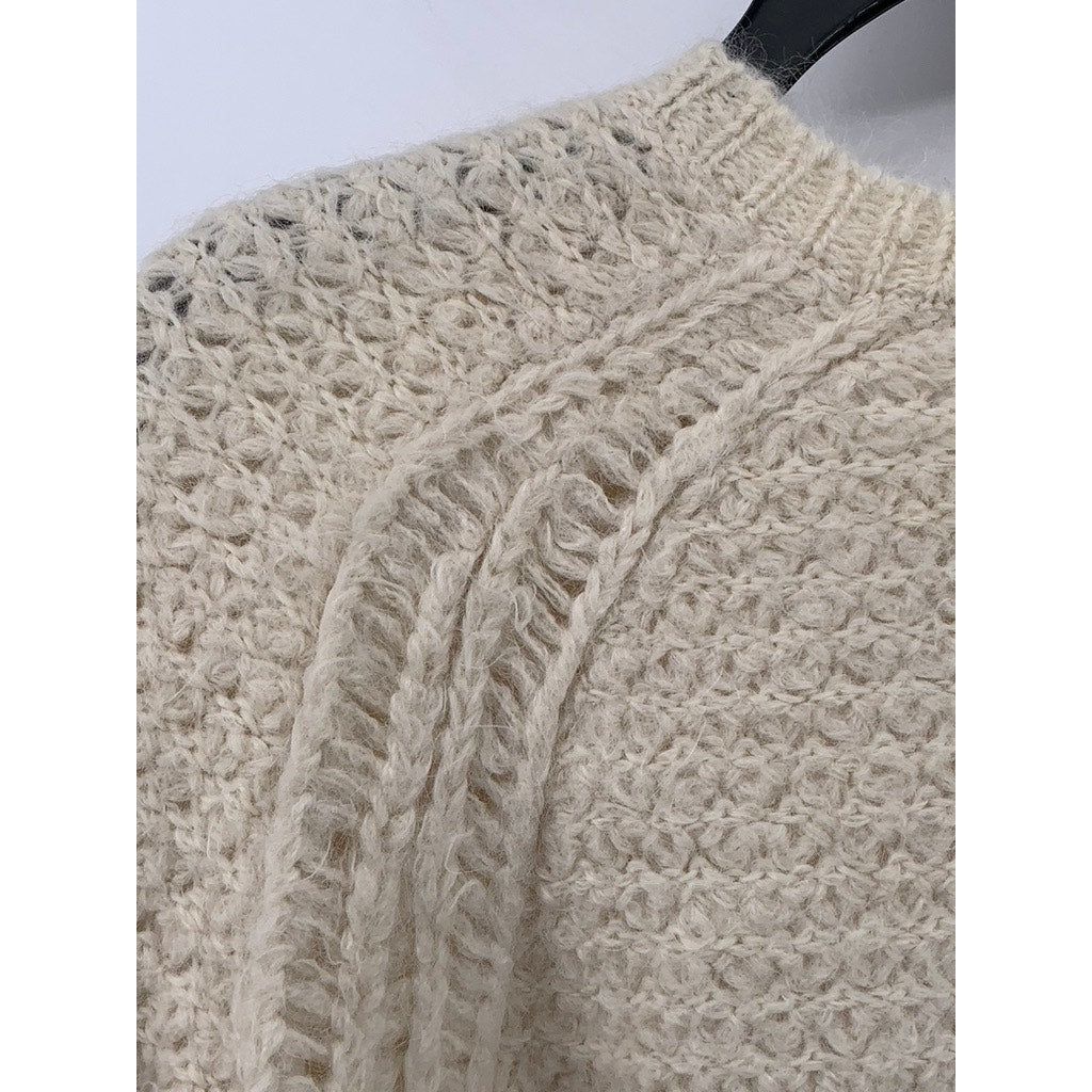 IRO Women's Beige Suri Alpaca-Merino Wool Knit Oversized Crewneck Sweater SZ S