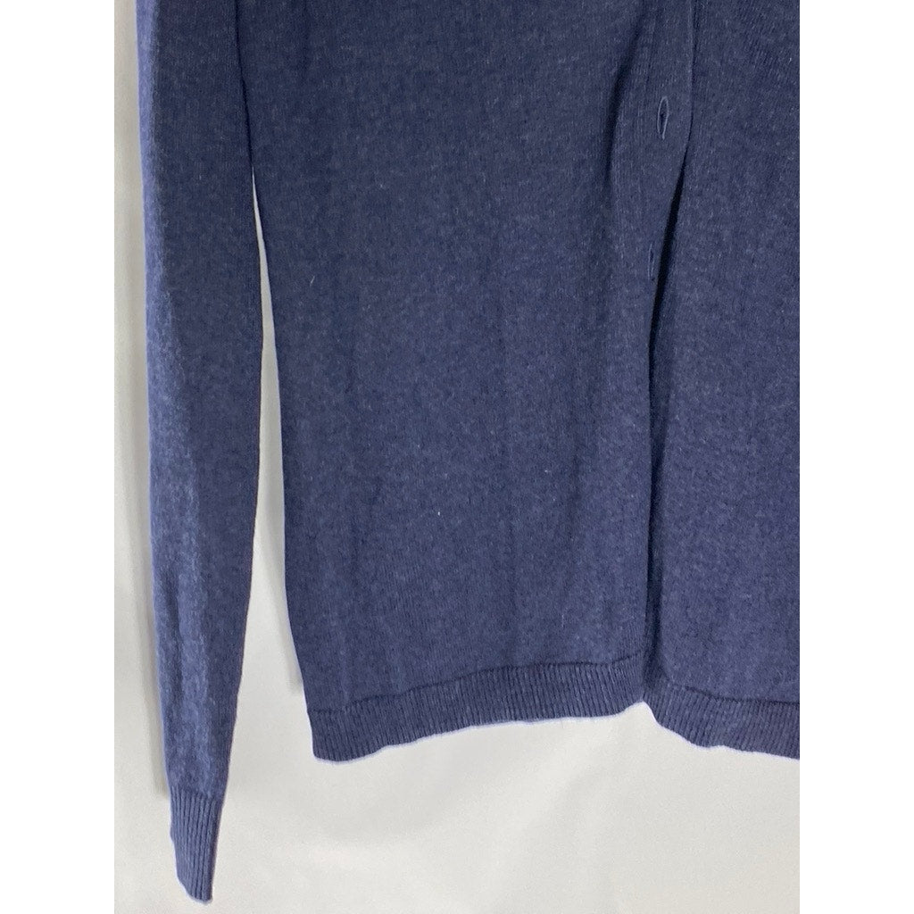 NEW YORK & COMPANY Women's Dark Blue V-Neck Button-Up Long Sleeve Cardigan SZ L