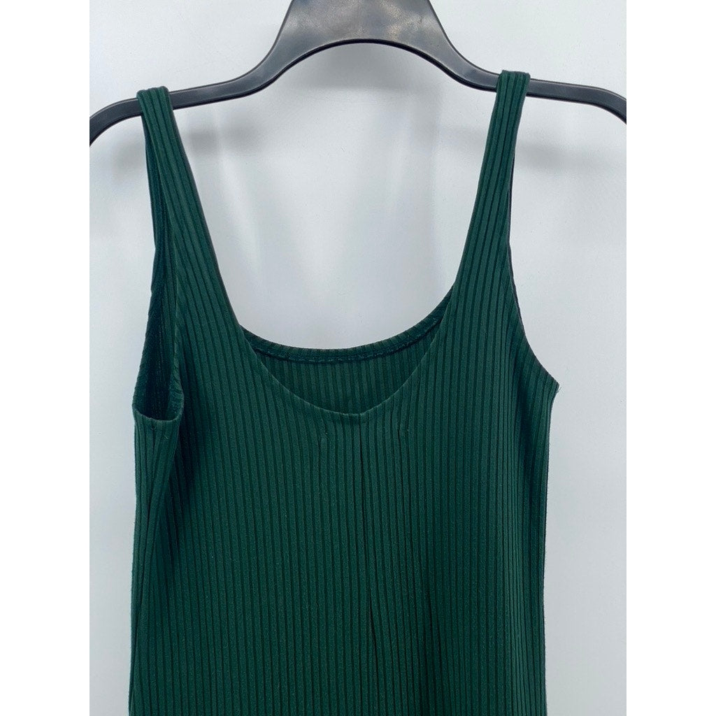 URBAN OUTFITTERS Women's Emerald Green Ribbed Scoop-Neck Knee Length Dress SZ M