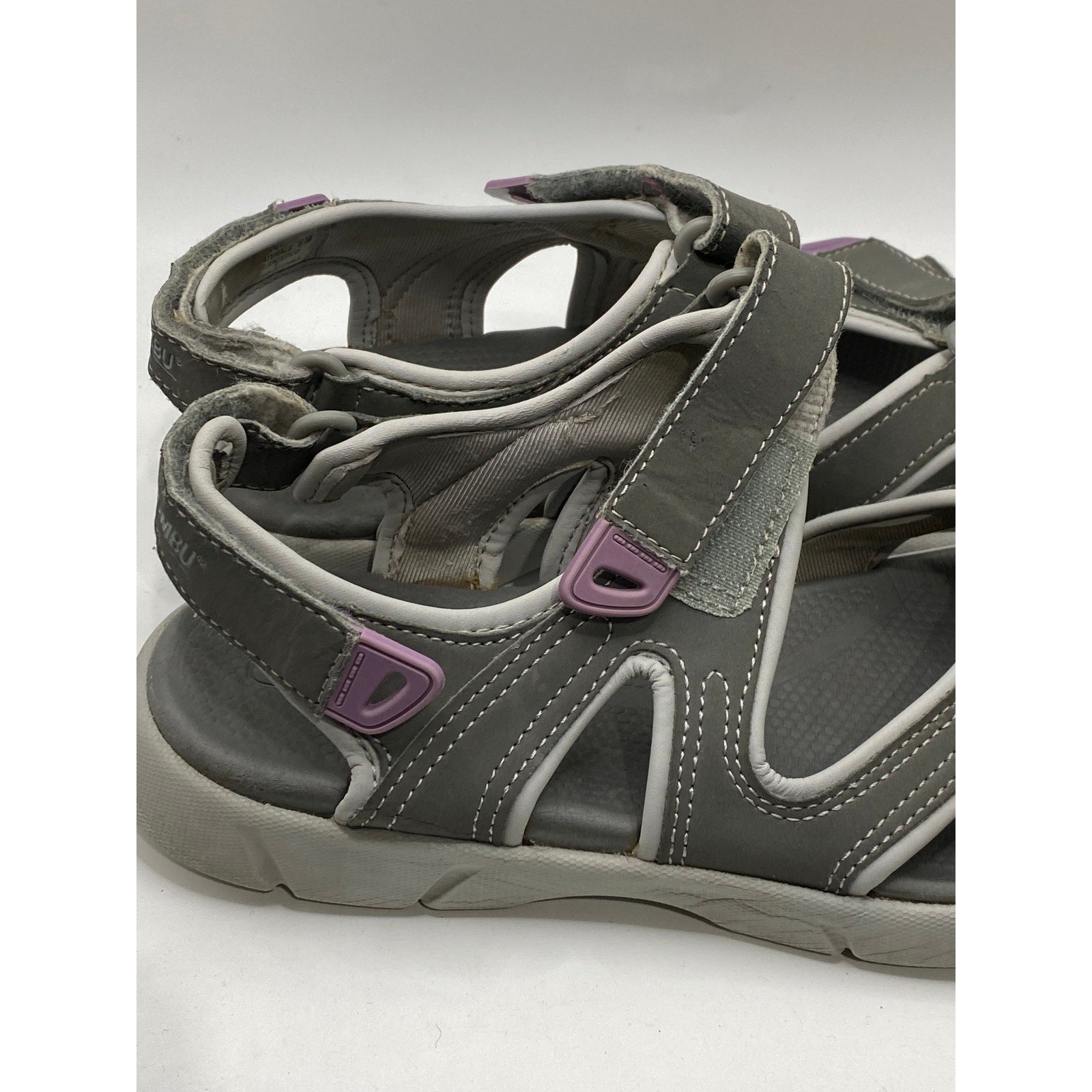 KHOMBU Women's Gray Open-Toe Hook-Loop Casual Sandals SZ 8