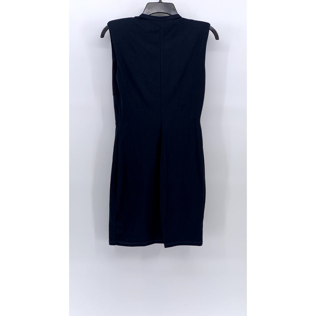 STUDIO F Women's Navy Blue Crewneck Shoulder Padded Sleeveless Corset Dress SZ 4