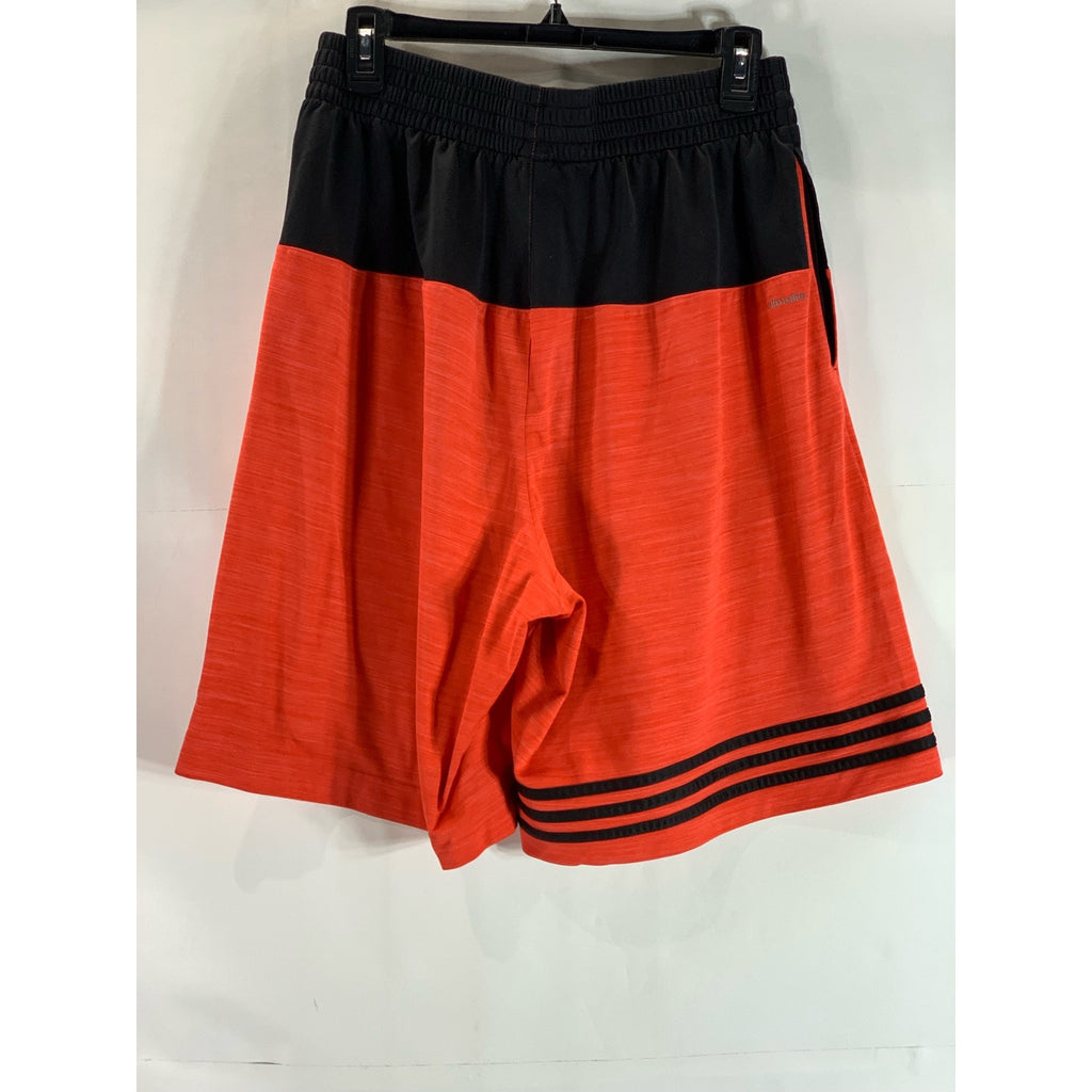 ADIDAS Men's Orange/Black Drawstring Waist Pull-On Active Shorts SZ L