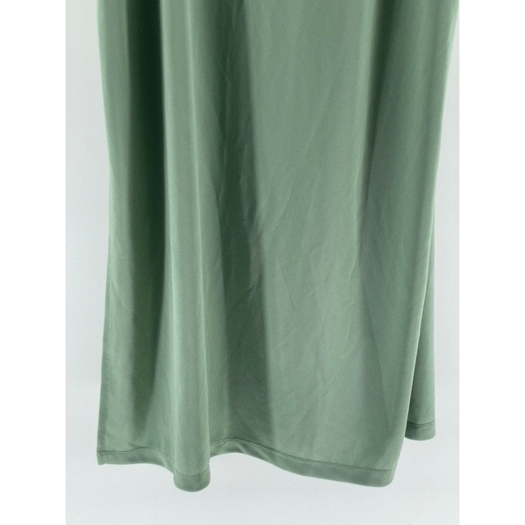 H&M Women's Sage Green Cowl-Neck Spaghetti Strap Midi Slip Dress SZ L