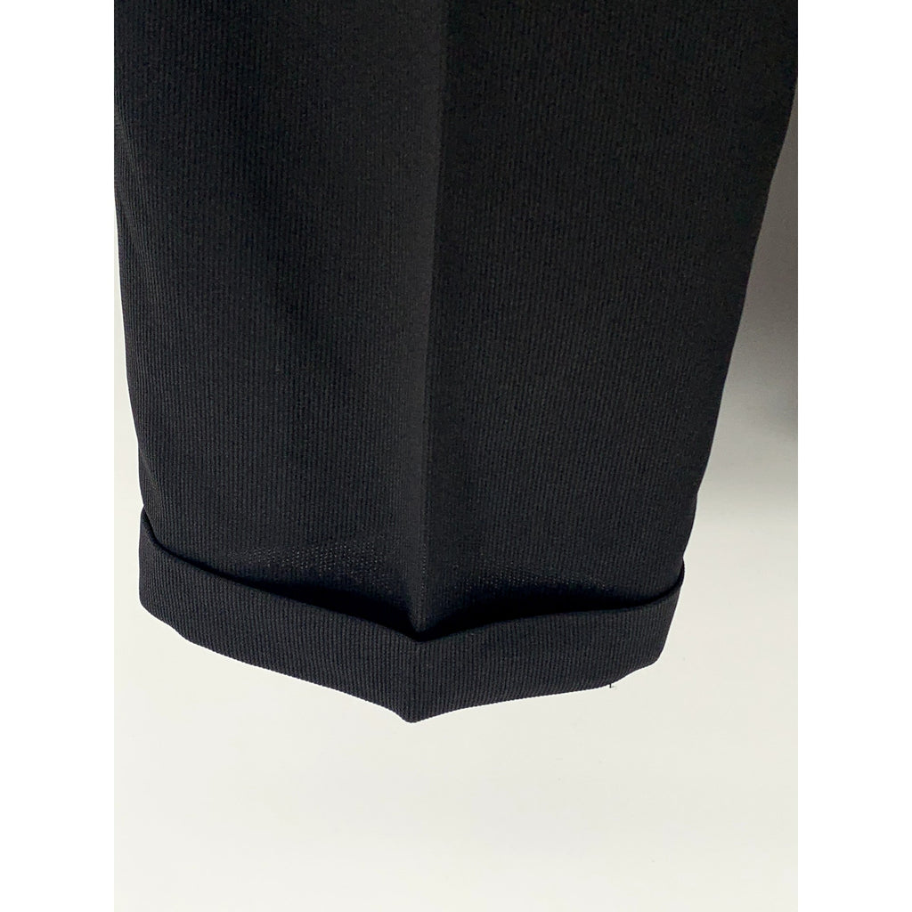 UNBRANDED Men's Black Solid Pleated Straight-Leg Cuffed Dress Pants SZ 33-34R