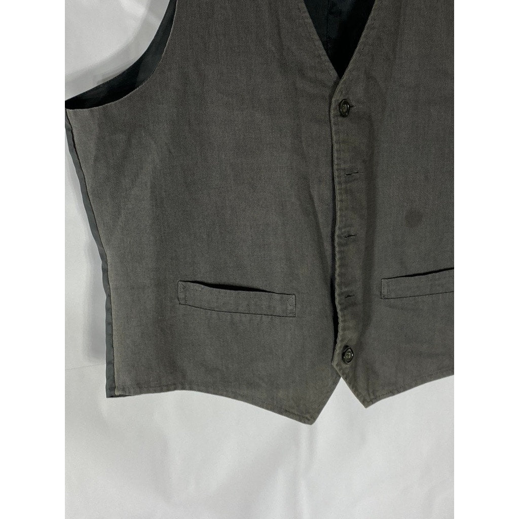 GAP Women's Gray Textured Five-Button V-Neck Sleeveless Suit Vest SZ M