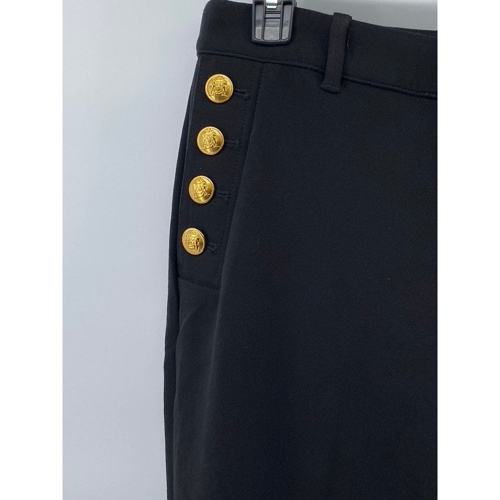 GAP Women's Black-Gold Mid-Rise Baby Boot Sailor Regular-Fit Pant SZ 14