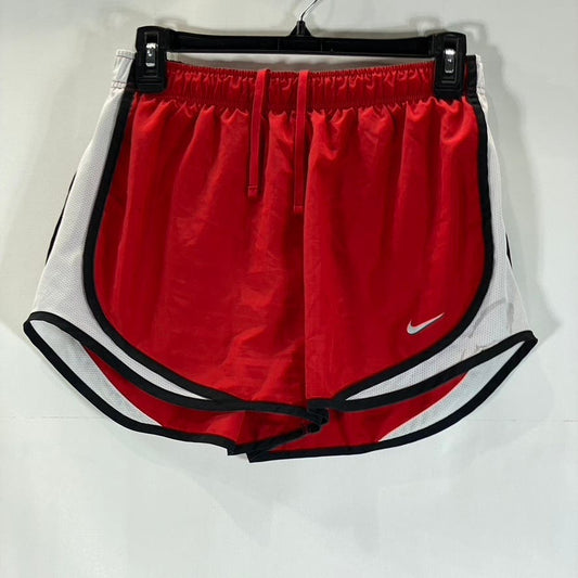 NIKE Women's Red/White Dri-FIT Brief-Lined Tempo Running Shorts SZ M