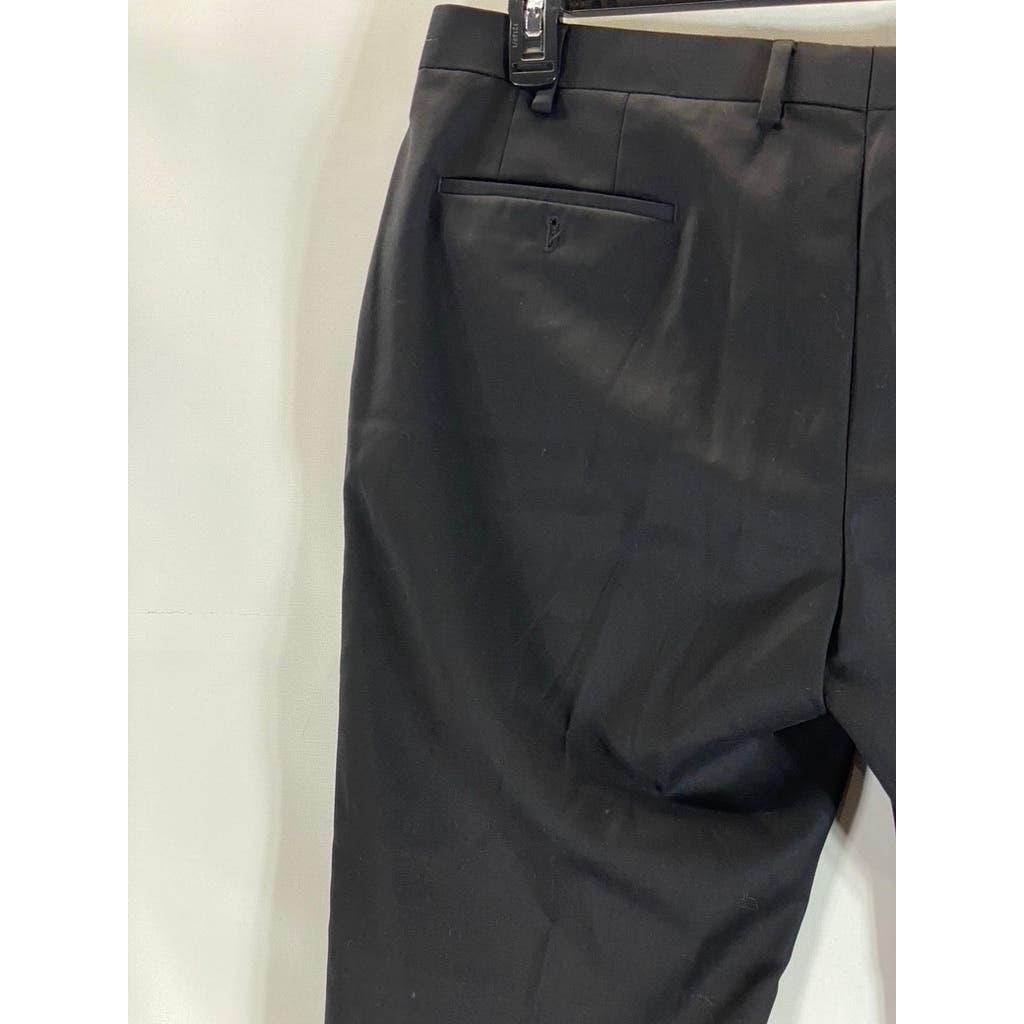 MICHAEL KORS Men's Solid Black Stretch Wool Flat Front Dress Pants SZ 38x30