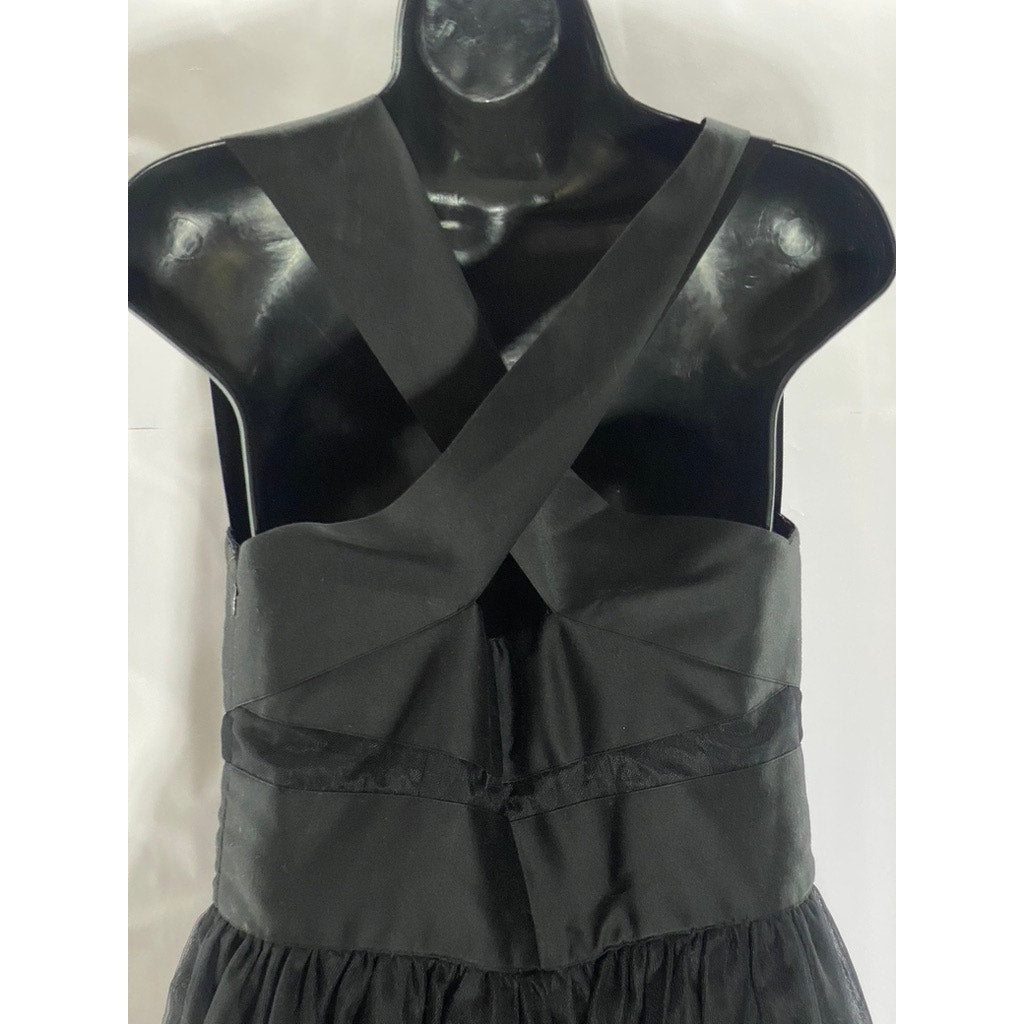 ROBERT RODRIGUEZ Women's Black Cross-Back Straps Mesh Skirt Mini Dress SZ 8