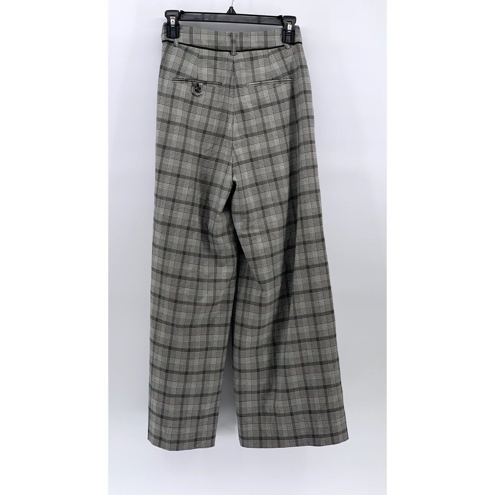 UNITED TOKYO Women's Gray Plaid High-Rise Wide-Leg Pants SZ 1