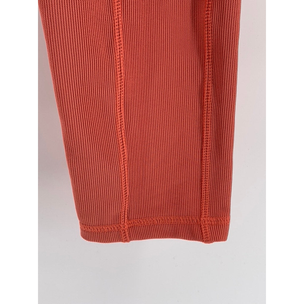 MODERN BALANCE Women's Orange RIbbed Cropped Leggings SZ L