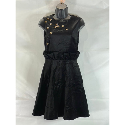 TED BAKER LONDON Women's Black Velvet Celeena Queen Bee Ruffle Dress SZ 0 (US2)