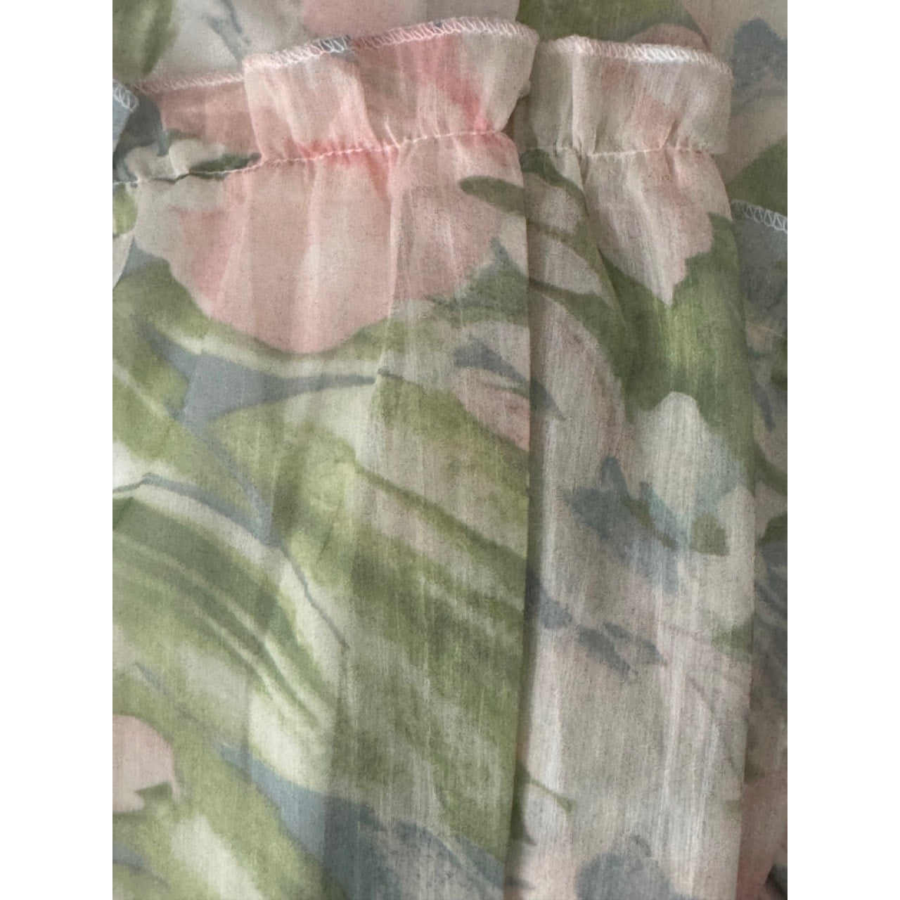 Women's Green Floral Print Tiered Tie-Strap Square-Neckline Mini Dress SZ S
