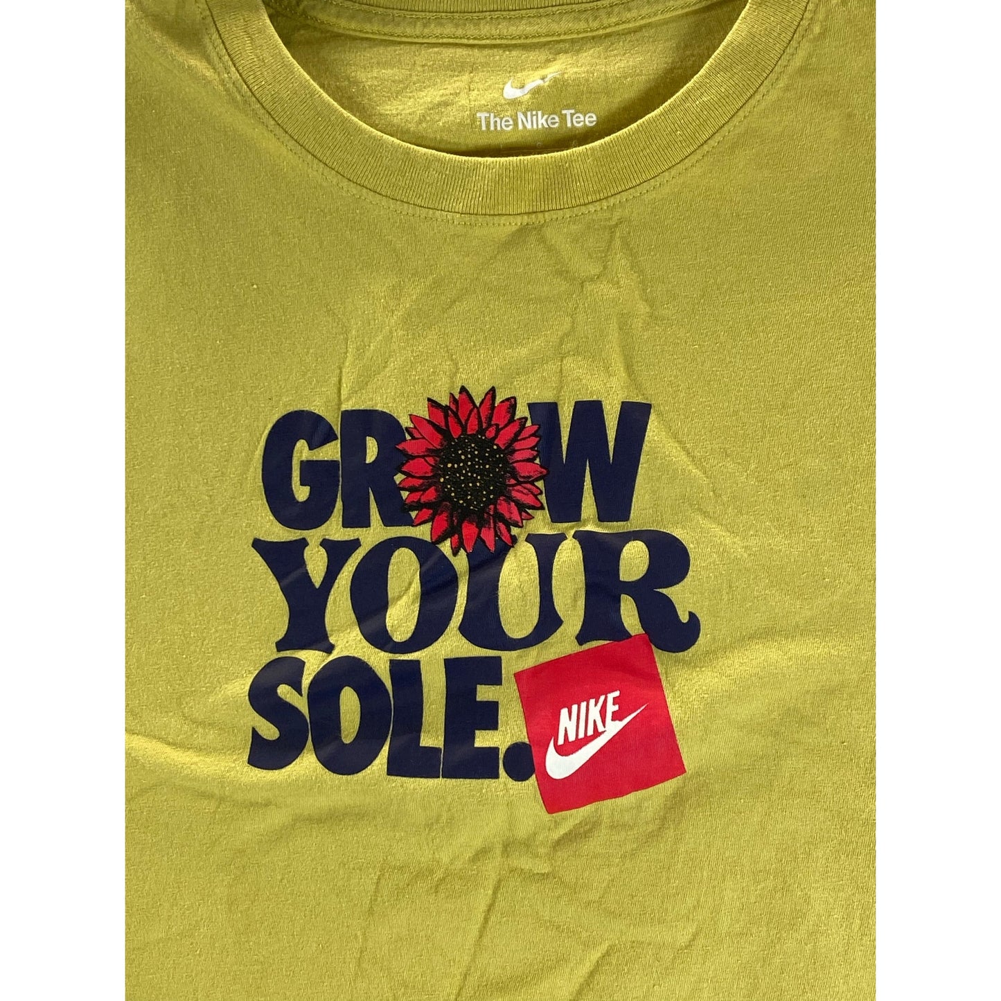 NIKE Men's Yellow Crewneck Grow Your Sole Graphic Short Sleeve T-Shirt SZ L