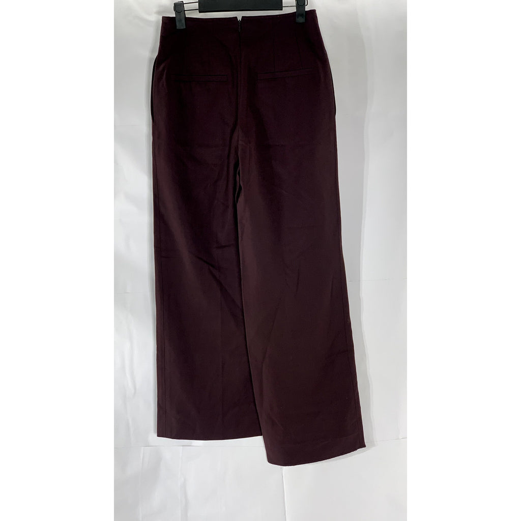 CLUB MONACO Women's Burgundy Wool-Blend Wide-Leg Dress Pant SZ 2