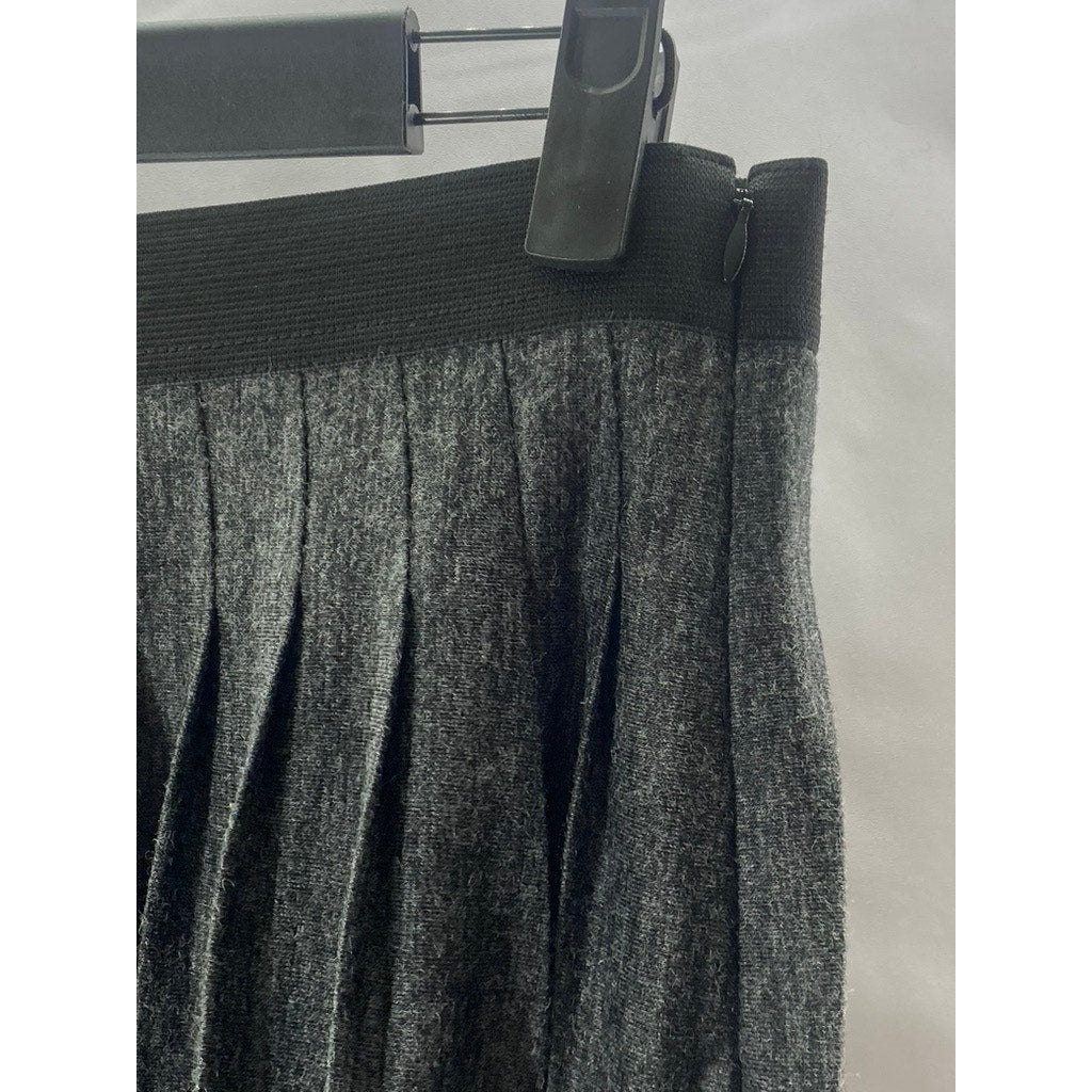 ANN TAYLOR LOFT Women's Petite Charcoal Gray Pleated Midi A-Line Skirt SZ S/P