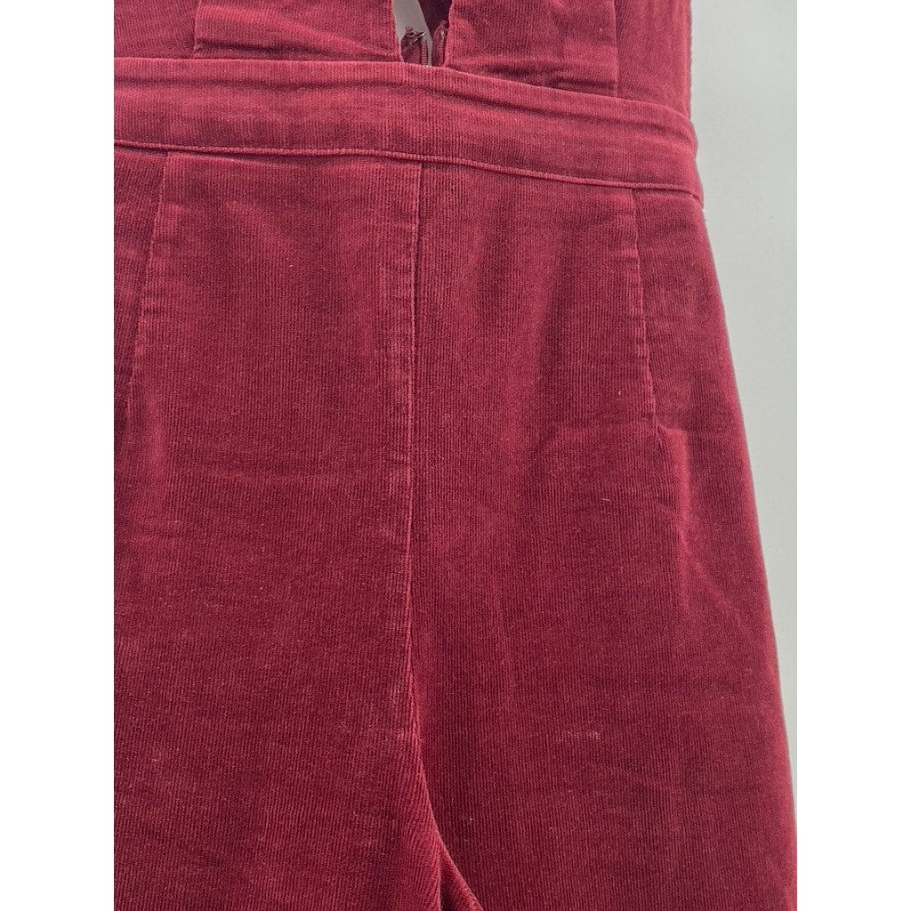 FOREVER 21 CONTEMPORARY Women’s Burgundy Corduroy Cross-Back Jumpsuit SZ M