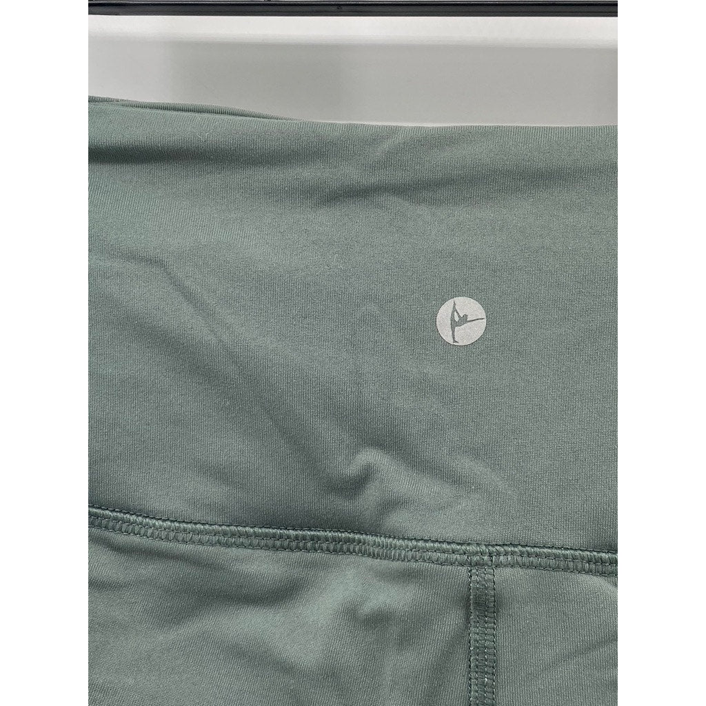 90 DEGREE BY REFLEX Women's Green Solid High-Rise Pull-On Bike Shorts SZ XS