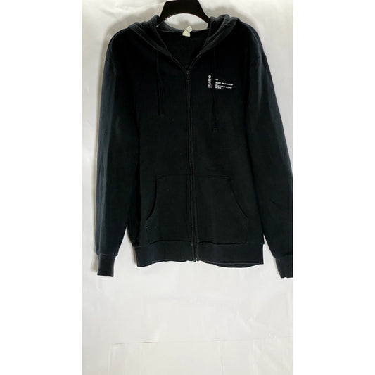 ALTERNATIVE Women's Black Giant Spoon Coordinates Graphic Zip-Up Sweater SZ M
