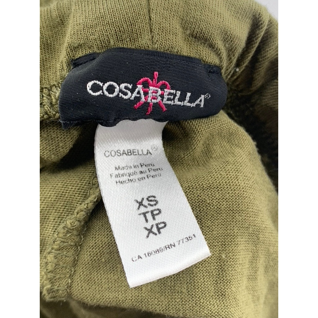 COSA BELLA Women's Olive Green Relaxed Fit Pima Cotton Pull-On Pants SZ S