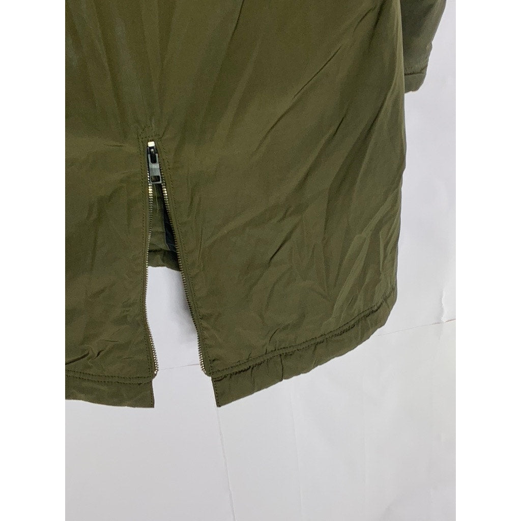 MAVI DENIM WEAR Women's Green Olive Zip-Up Faux-Fur Hooded Back Parka Jacket SZS