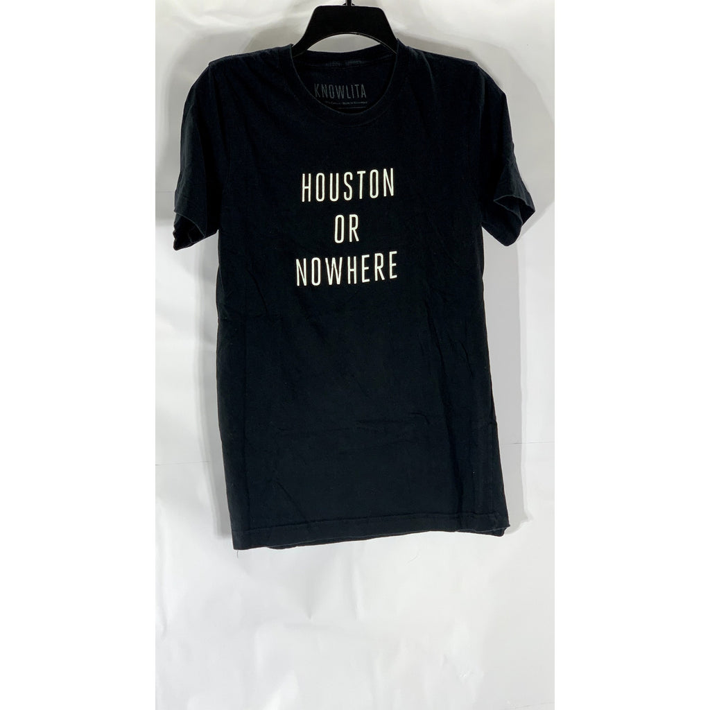 KNOWLITA Men's Black-White "Houston Or Nowhere" Short Sleeve T-Shirt SZ S