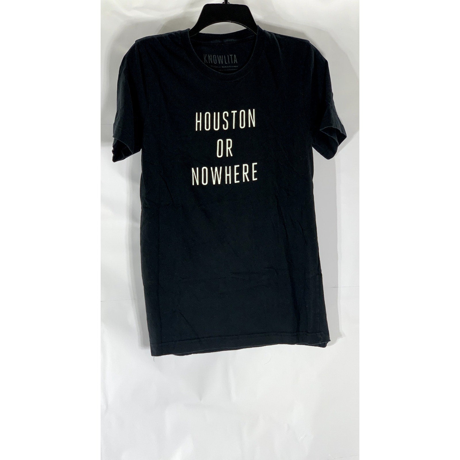 KNOWLITA Men's Black-White "Houston Or Nowhere" Short Sleeve T-Shirt SZ S