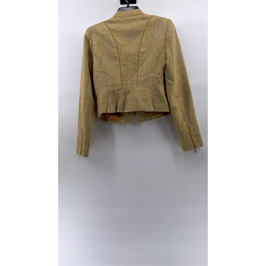 THE LIMITED Women's Yellow Textured Zip-Up Blazer SZ S