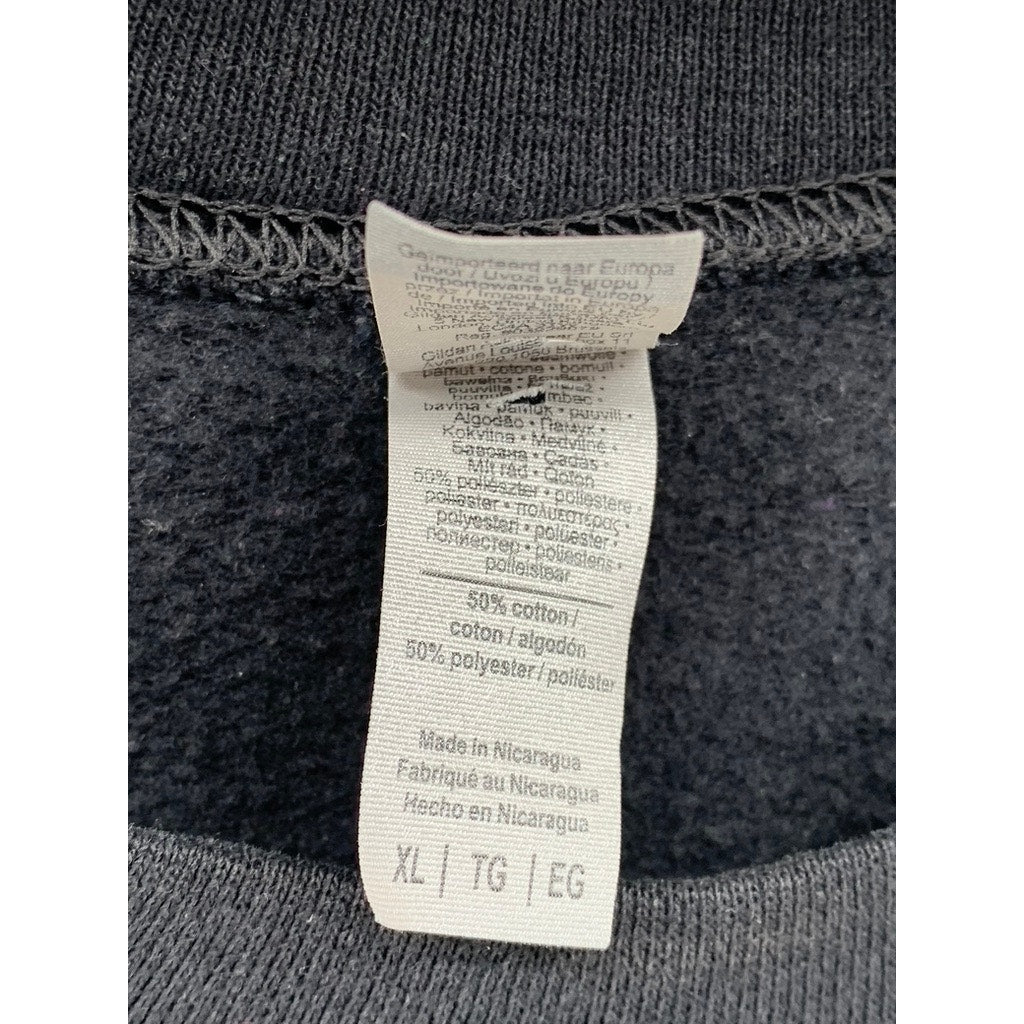 GILDAN Men's Black Graphic Crewneck Heavy Blend Long Sleeve Sweatshirt SZ XL