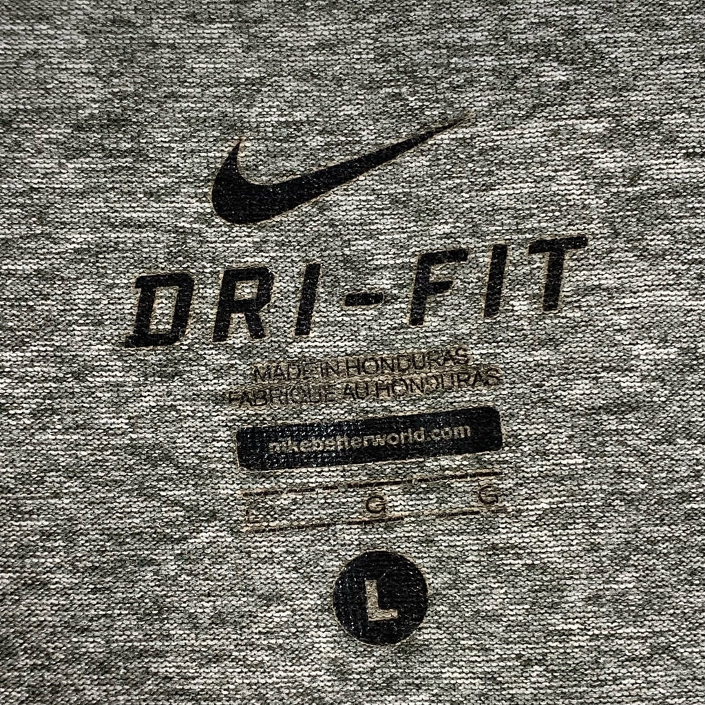 NIKE Men's Gray Swoosh logo Crewneck Dri-Fit Long Sleeve T-Shirt SZ L