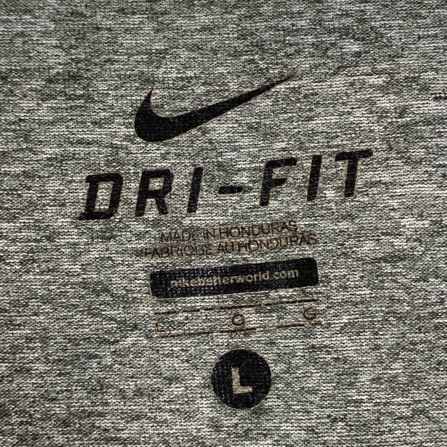 NIKE Men's Gray Swoosh logo Crewneck Dri-Fit Long Sleeve T-Shirt SZ L