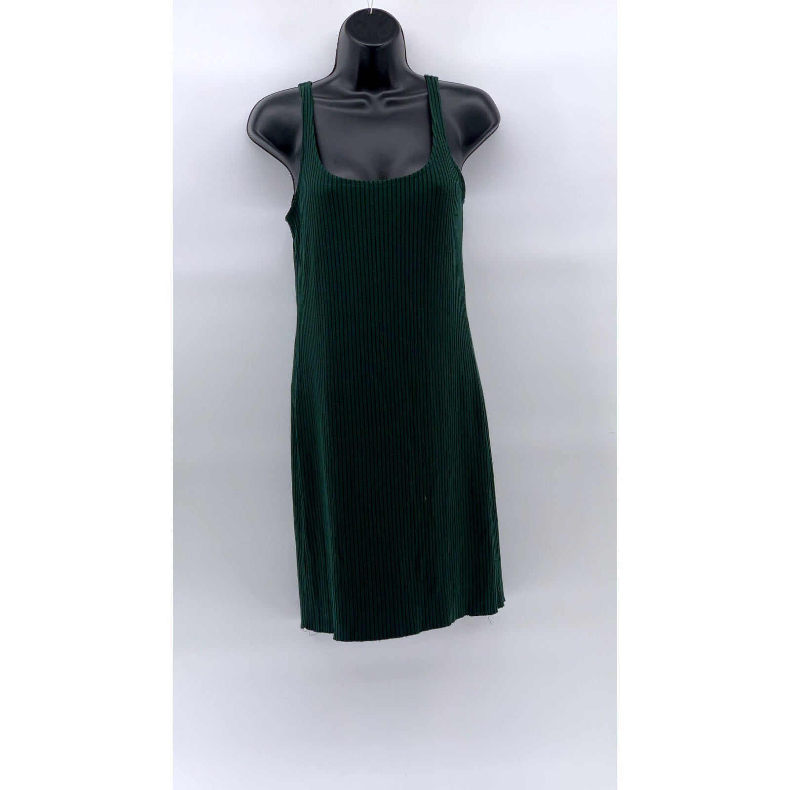 URBAN OUTFITTERS Women's Emerald Green Ribbed Scoop-Neck Knee Length Dress SZ M